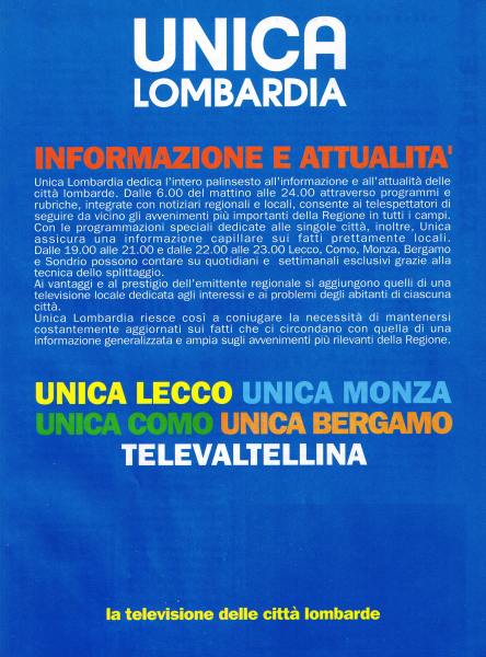 UNICA LOMBARDIA TELEVALTELINA PUBBICITA'